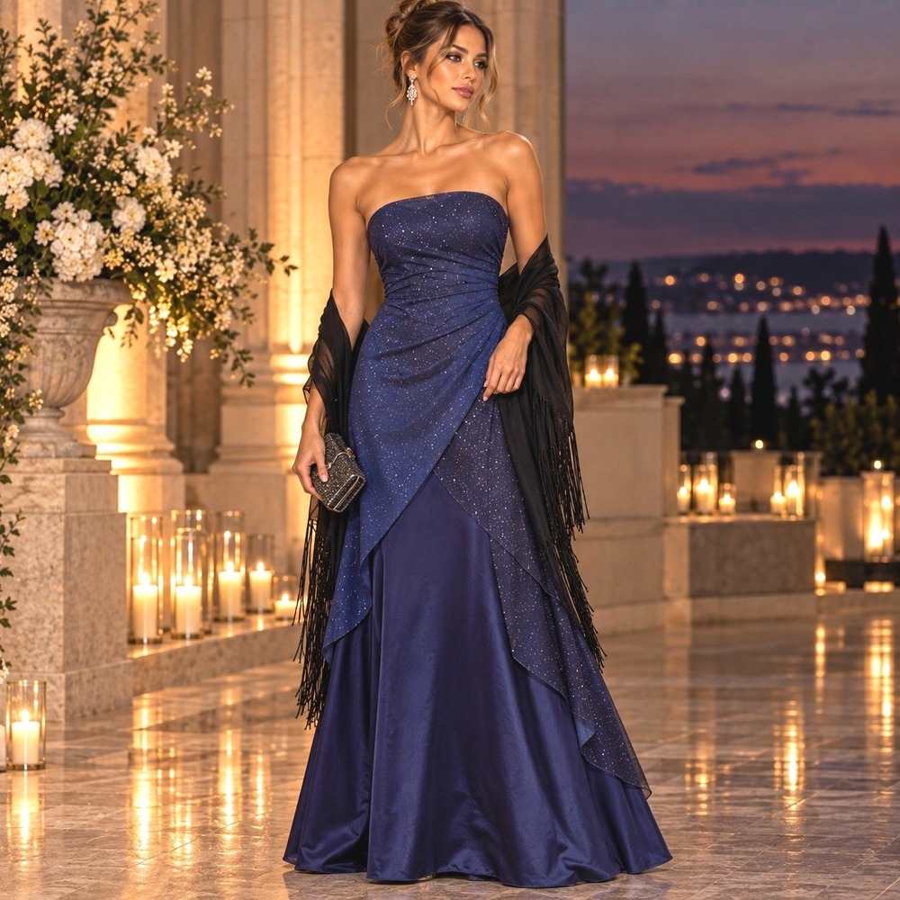 Y2K Jump Apparel Strapless Maxi Gown Prom Dress Women's 10 Blue Whimsigoth Lace